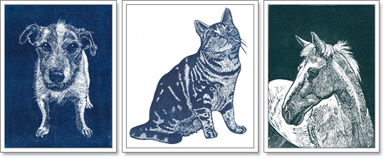 Three linocuts